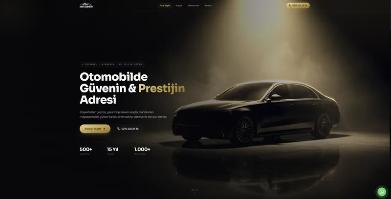 Asil Grup Otomotiv homepage — cinematic dark hero with gold accents