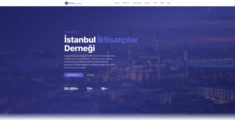 İKDER nonprofit homepage — Istanbul skyline hero